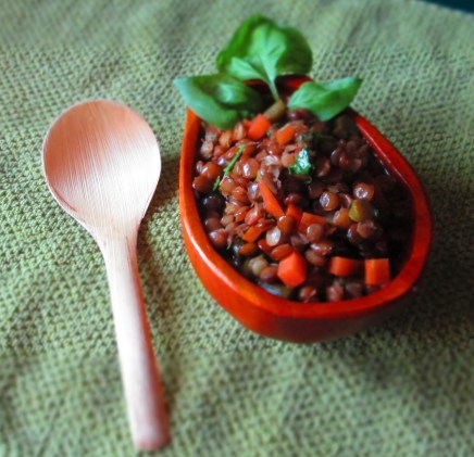 Lentils with garlic scapes